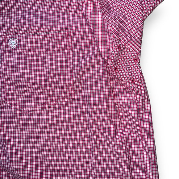 Ariat Pro Series Short Sleeve Button Down Shirt Men’s Large Red Plaid - Picture 4 of 8